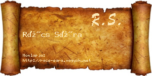Rács Sára névjegykártya